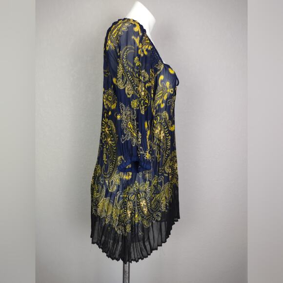 Lane Bryant Paisley 3/4 Sleeve Chiffon Blue Blouse Size 22/24 - Picture 3 of 14